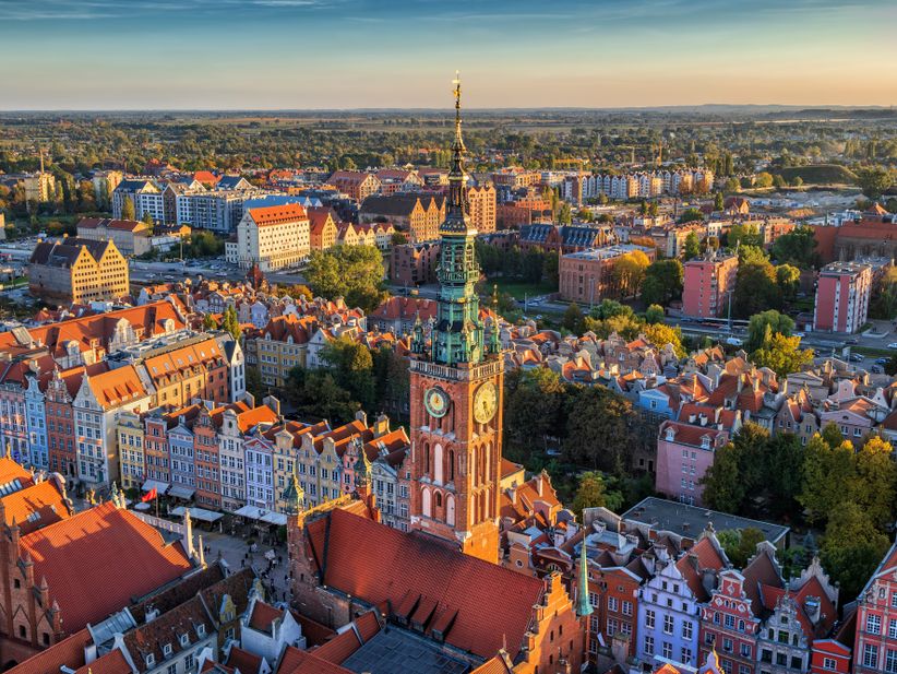 Krakau bei Sonnenuntergang, Blick auf die Altstadt