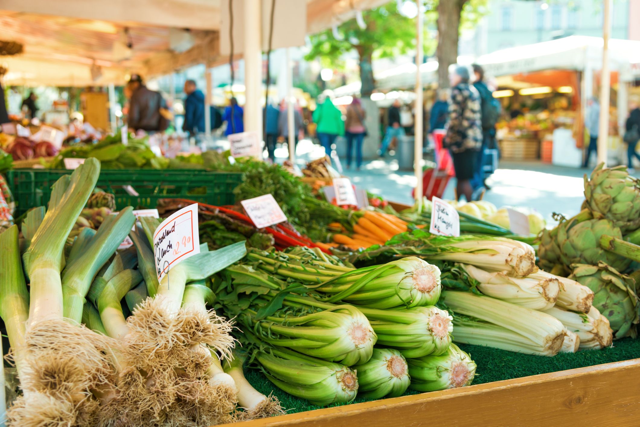 Gemüsestand auf dem Viktualienmarkt in München