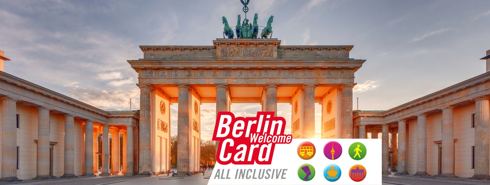 Brandenburger Tor mit Logo der Berlin WelcomeCard all inclusive
