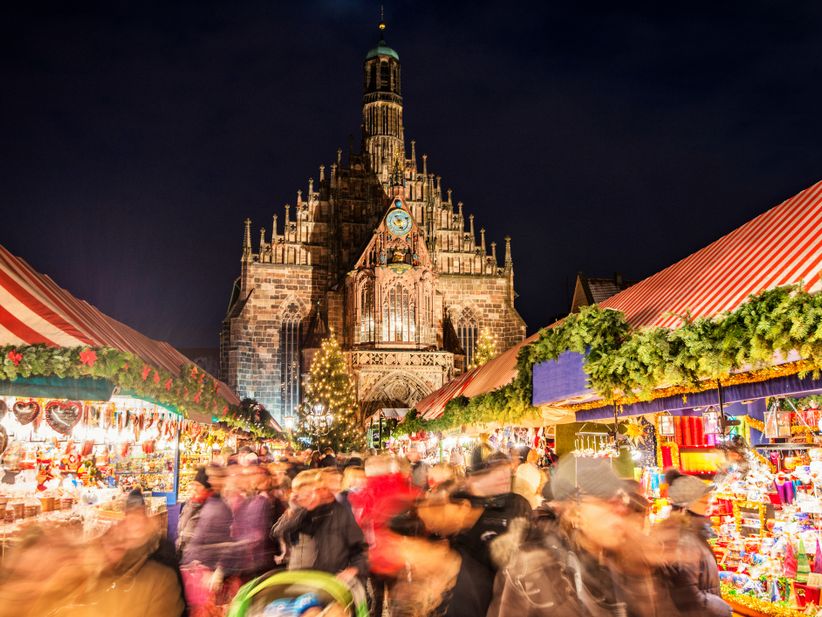 Weihnachtsmarkt in Nürnberg bei Nacht