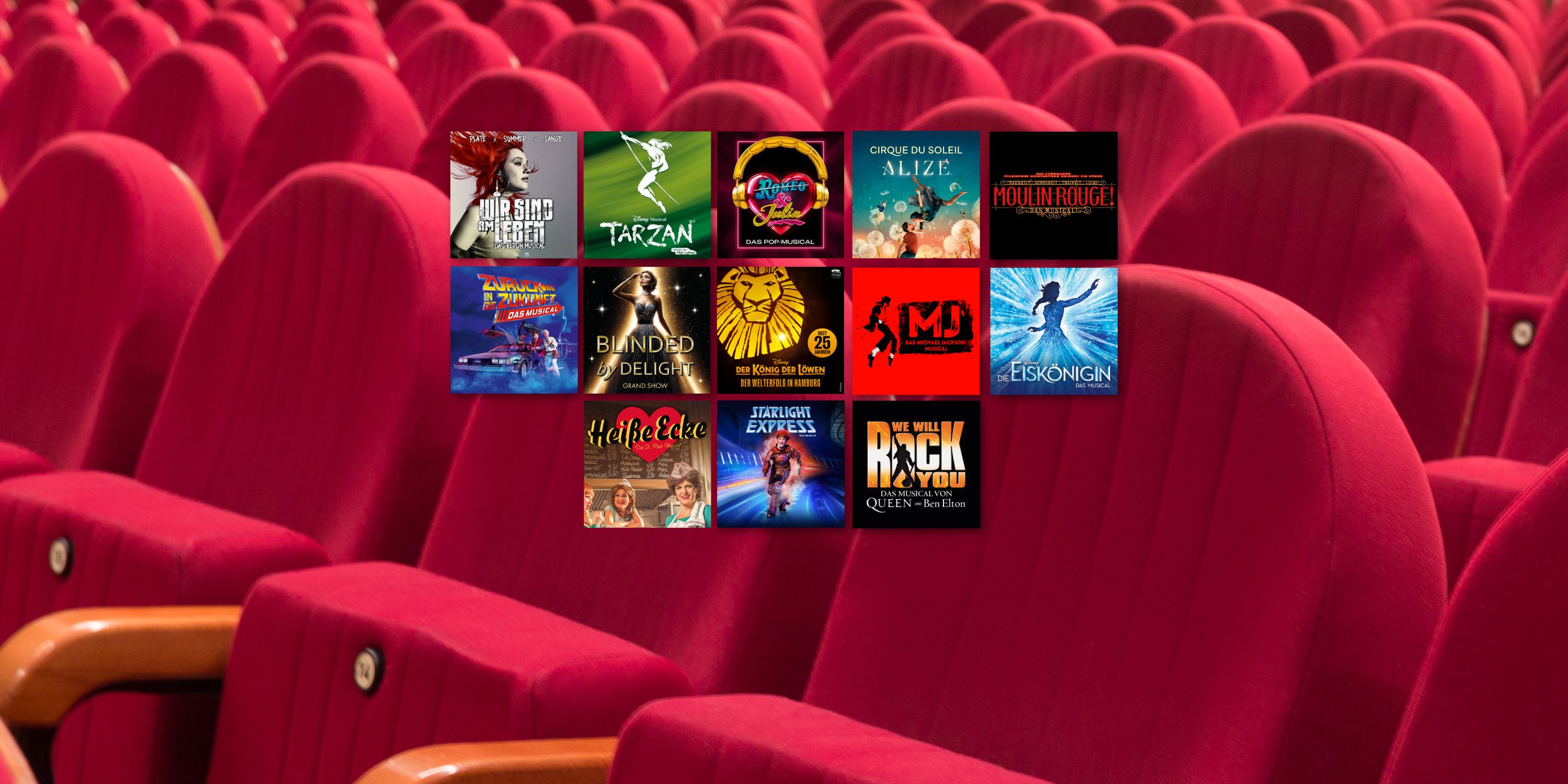 Nahaufnahme von roten Theatersitzen