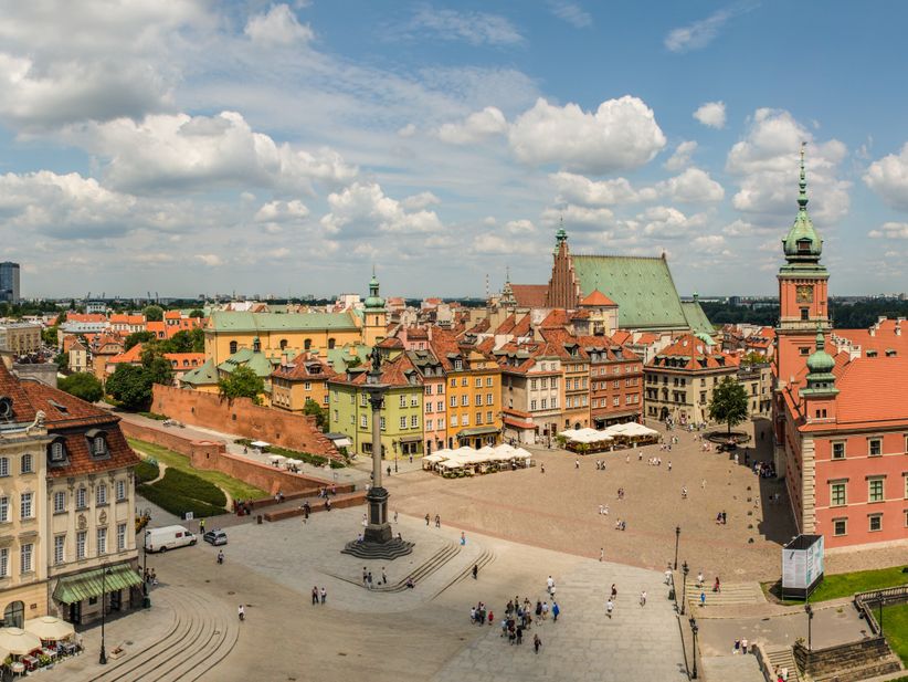 Schlossplatz in Warschau Blick von oben. 