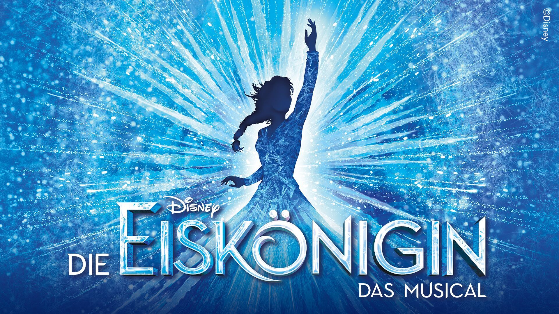 Elsa auf dem Poster des Musicals Die Eiskönigin – Das Musical. Quer