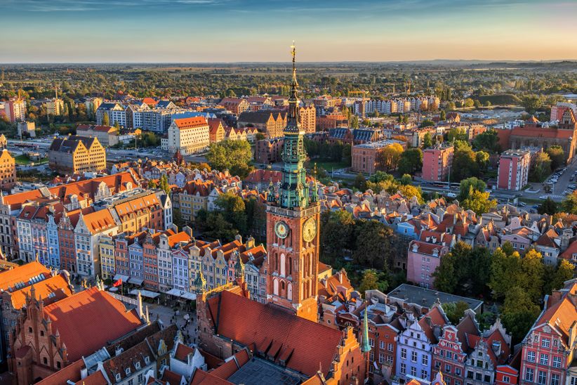 Krakau bei Sonnenuntergang, Blick auf die Altstadt