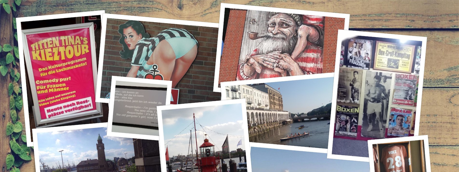 Bilder von Hamburg in einer Collage mit Bildern aus dem Kiez. - BAHNHIT.DE, © Petra Lillich