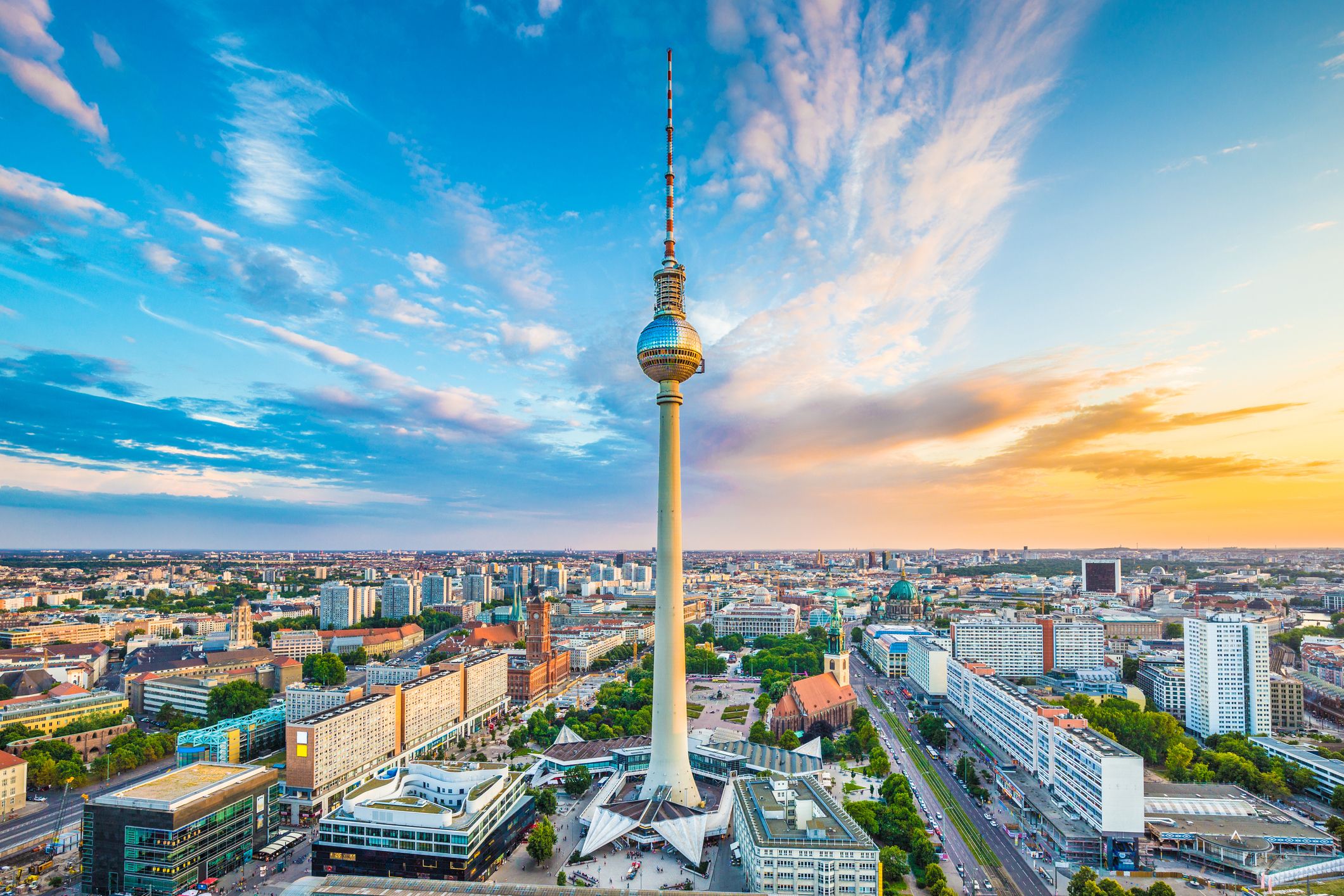 Panorama Ansicht von Berlin mit Blick auf den Fernsehturm und Alexanderplatz