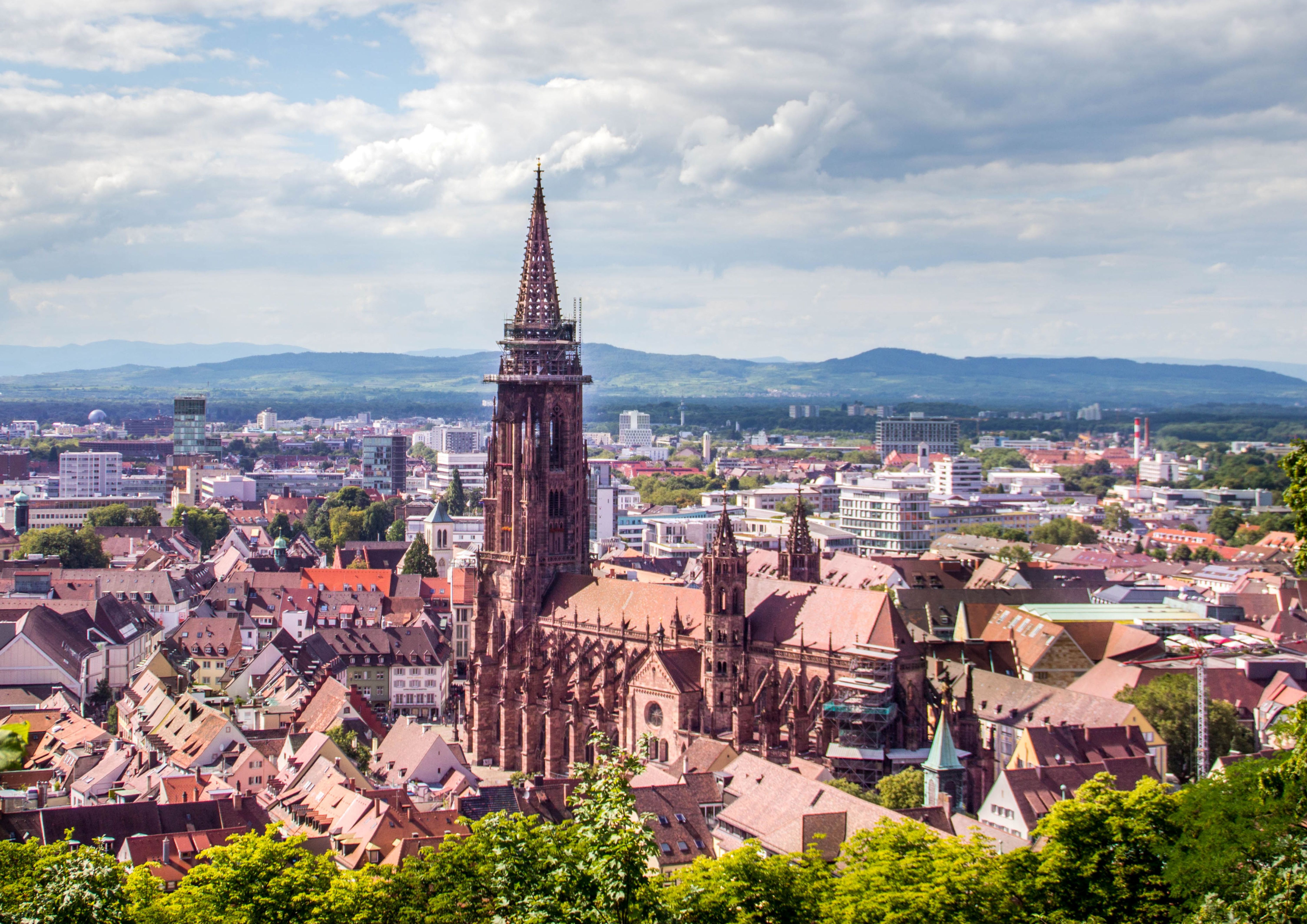 Panorama über Freiburg, Freiburger Münster im Fokus