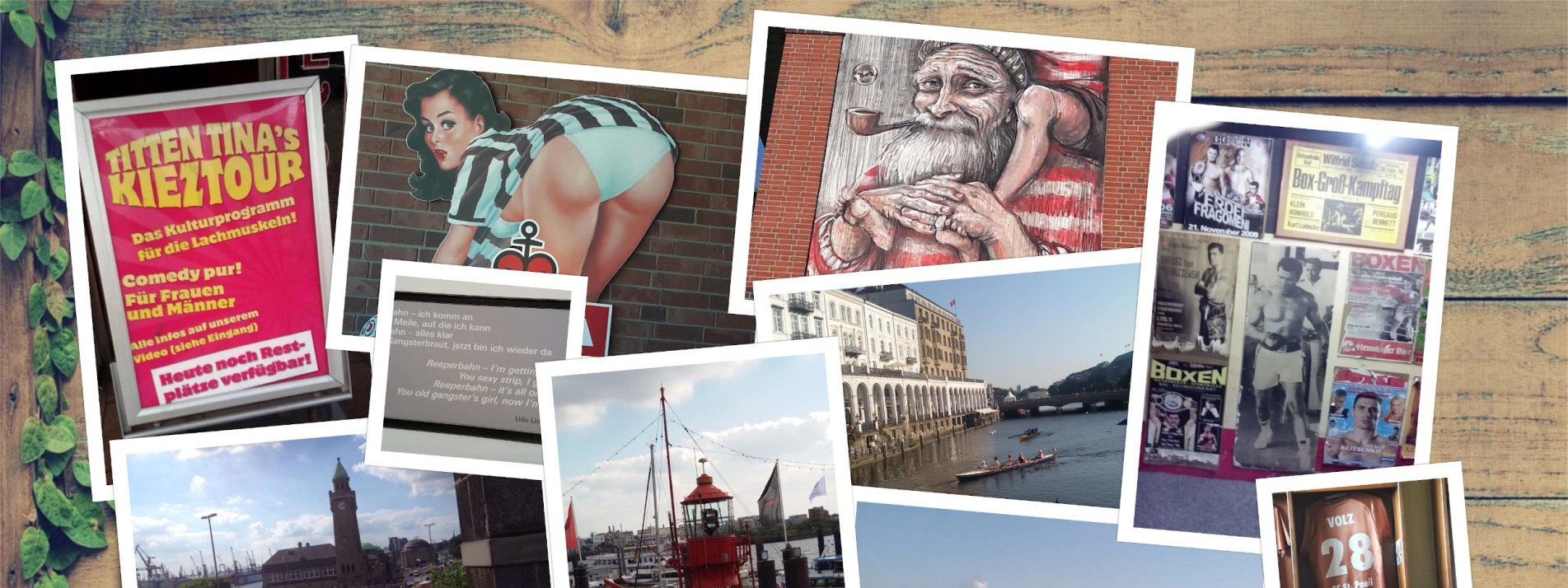 Bilder von Hamburg in einer Collage mit Bildern aus dem Kiez. - BAHNHIT.DE, © Petra Lillich Bilder von Hamburg in einer Collage mit Bildern aus dem Kiez. - BAHNHIT.DE, © Petra Lillich