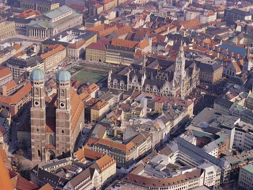 Münchner Innenstadt aus der Vogelperspektive