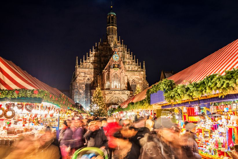 Weihnachtsmarkt in Nürnberg bei Nacht
