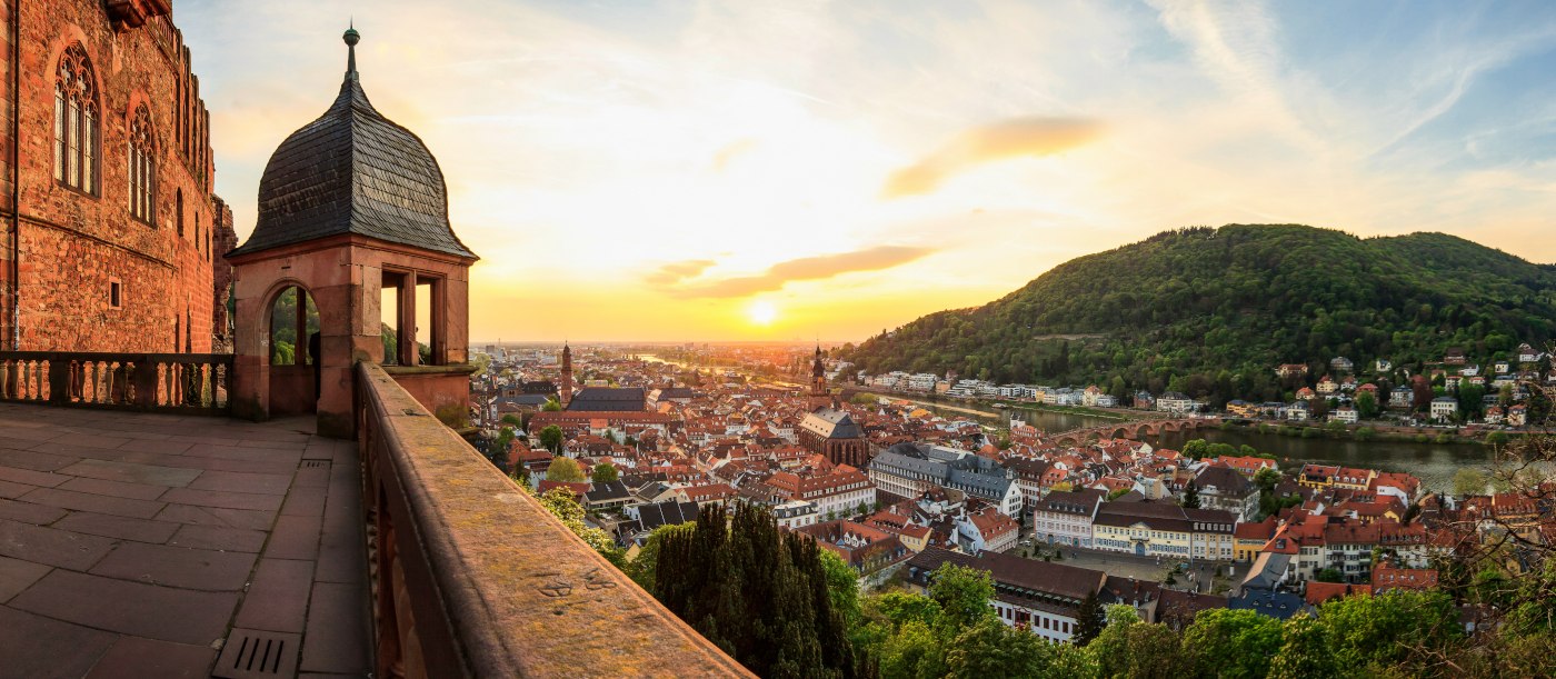 Blick vom Schloss, Heidelberg. - BAHNHIT.DE, © Heidelberg Marketing GmbH