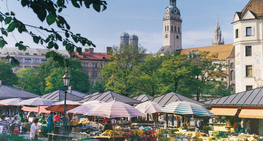 Der Münchner Viktualienmarkt - BAHNHIT.DE, © München Tourismus, Foto: L. Kaster